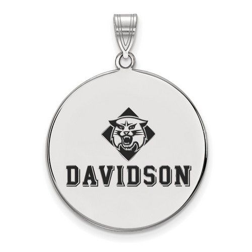 Davidson College Wildcats XL Disc Pendant in Sterling Silver 5.91 gr
