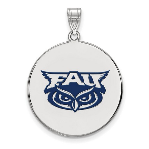 Florida Atlantic University Owls XL Disc Pendant in Sterling Silver 5.64 gr