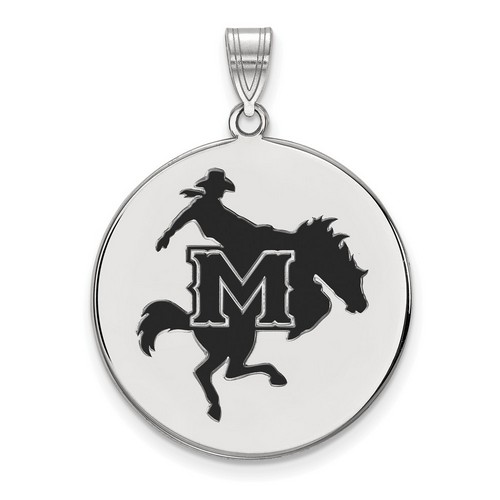 McNeese State University Cowboys XL Disc Pendant in Sterling Silver 5.47 gr