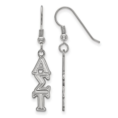 Alpha Sigma Tau Sorority Dangle Medium Earrings in Sterling Silver 2.12 gr