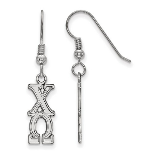 Chi Omega Sorority Dangle Medium Earrings in Sterling Silver 1.83 gr