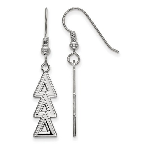 Delta Delta Delta Sorority Medium Dangle Earrings in Sterling Silver 2.12 gr