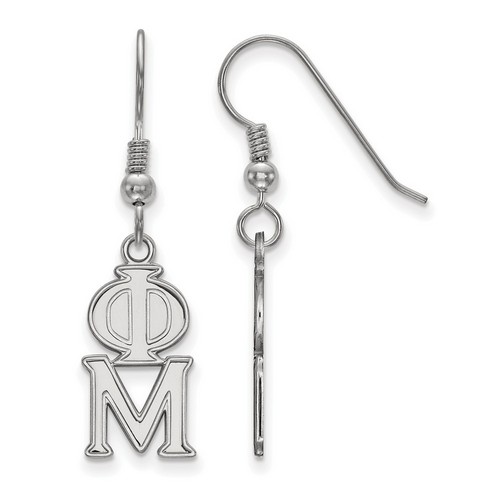 Phi Mu Sorority Dangle Medium Earrings in Sterling Silver 2.42 gr