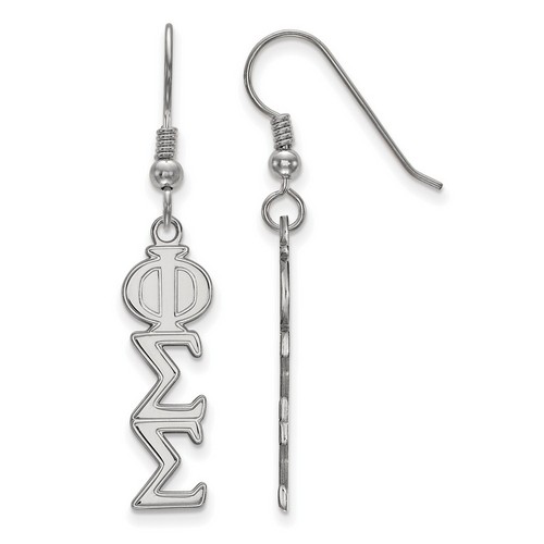 Phi Sigma Sigma Sorority Dangle Medium Earrings in Sterling Silver 2.12 gr