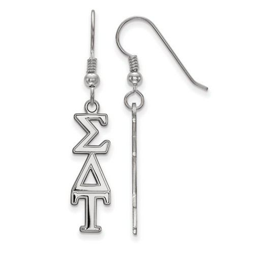 Sigma Delta Tau Sorority Dangle Medium Earrings in Sterling Silver 2.12 gr