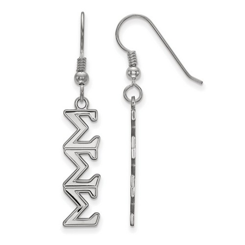 Sigma Sigma Sigma Sorority Dangle Medium Earrings in Sterling Silver 2.46 gr