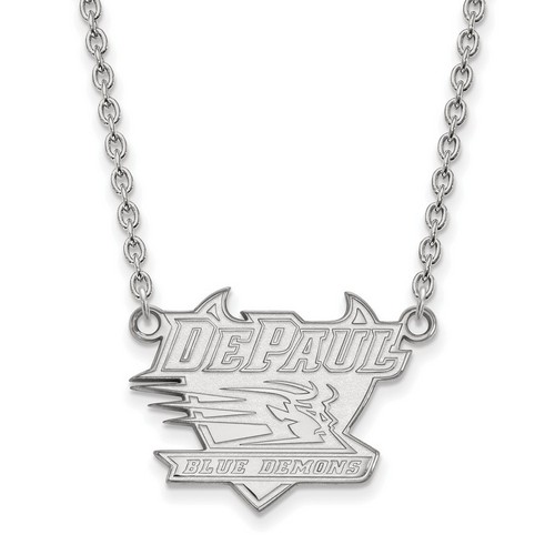DePaul University Blue Demons Large Pendant Necklace in Sterling Silver 6.04 gr