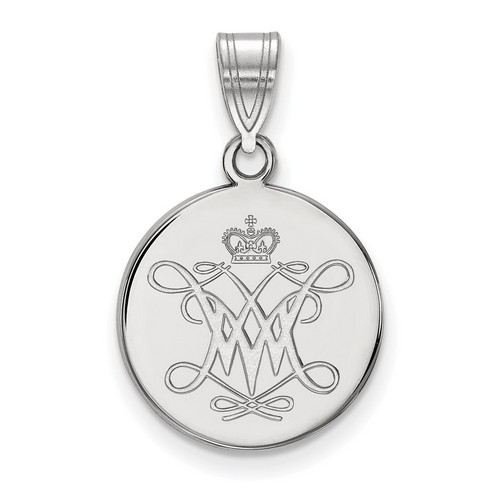 College of William & Mary Tribe Medium Disc Pendant in Sterling Silver 2.35 gr