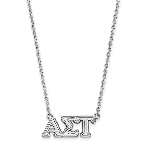 Alpha Sigma Tau Sorority Medium Pendant Necklace in Sterling Silver 4.20 gr