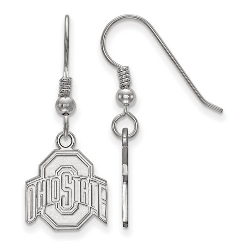 Ohio State University Buckeyes Small Dangle Earrings in Sterling Silver 2.20 gr