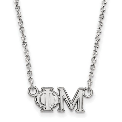 Phi Mu Sorority Medium Pendant Necklace in Sterling Silver 4.20 gr