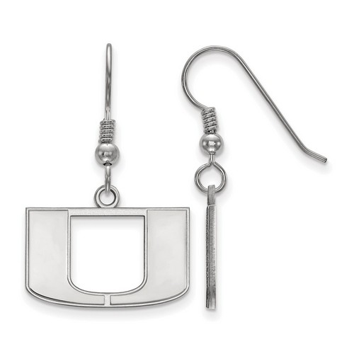 University of Miami Hurricanes Small Dangle Earrings in Sterling Silver 2.79 gr