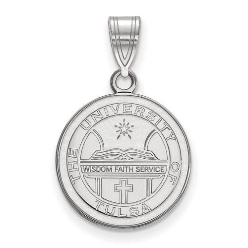 University of Tulsa Golden Hurricane Medium Crest Pendant in Sterling Silver