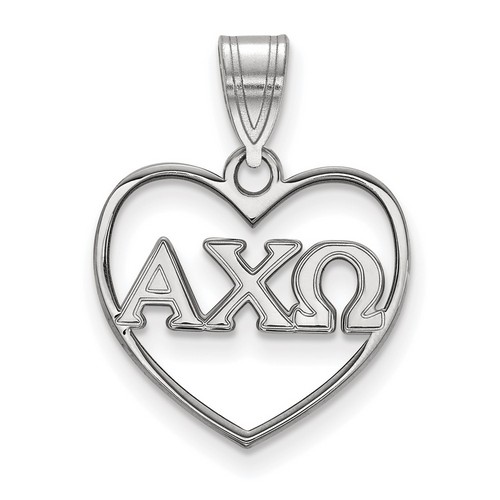 Alpha Chi Omega Sorority Heart Pendant in Sterling Silver 1.46 gr