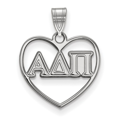Alpha Delta Pi Sorority Heart Pendant in Sterling Silver 1.37 gr