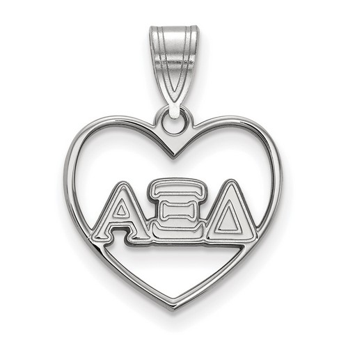 Alpha Xi Delta Sorority Heart Pendant in Sterling Silver 1.46 gr