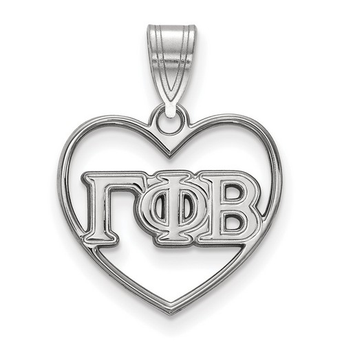 Gamma Phi Beta Sorority Heart Pendant in Sterling Silver 1.19 gr