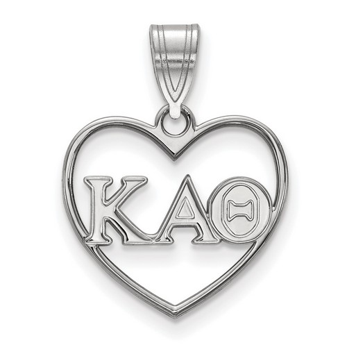 Kappa Alpha Theta Sorority Heart Pendant in Sterling Silver 1.23 gr