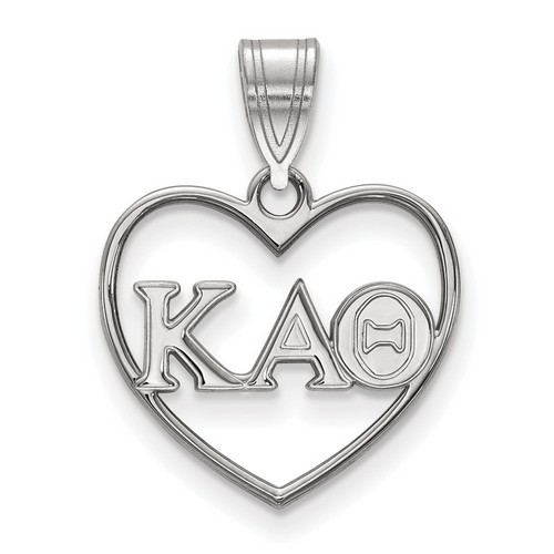 Kappa Alpha Theta Sorority Heart Pendant in Sterling Silver 1.23 gr