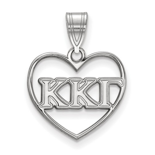 Kappa Kappa Gamma Sorority Heart Pendant in Sterling Silver 1.35 gr