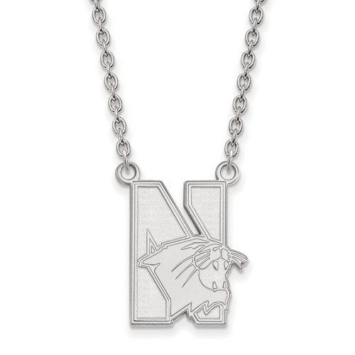 Northwestern University Wildcats Large Sterling Silver Pendant Necklace 5.80 gr
