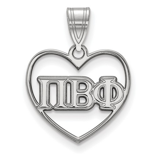 Pi Beta Phi Sorority Heart Pendant in Sterling Silver 1.46 gr