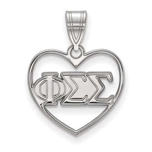 Phi Sigma Sigma Sorority Heart Pendant in Sterling Silver 1.46 gr