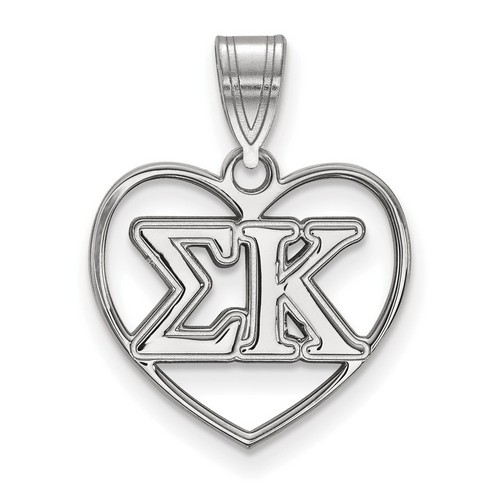 Sigma Kappa Sorority Heart Pendant in Sterling Silver 1.46 gr