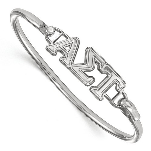 Alpha Sigma Tau Sorority Small Hook & Clasp Bangle in Sterling Silver 11.38 gr