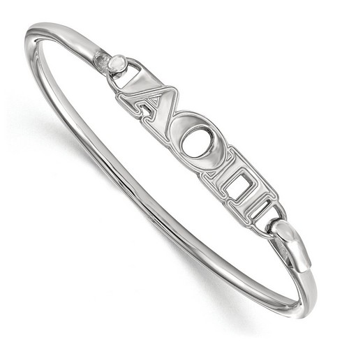 Alpha Omicron Pi Sorority Small Hook & Clasp Bangle in Sterling Silver 11.38 gr