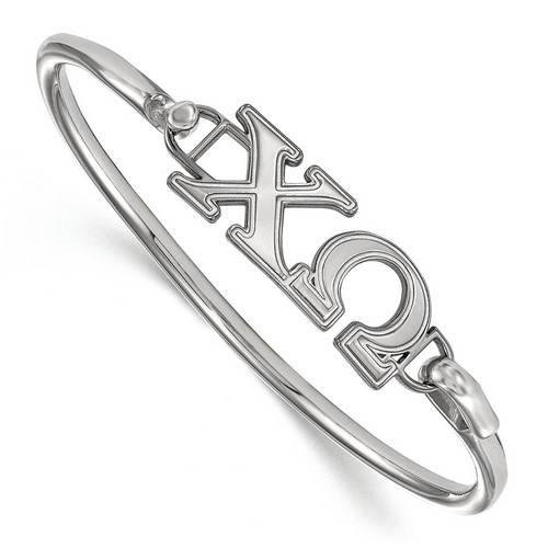 Chi Omega Sorority Small Hook & Clasp Bangle in Sterling Silver 11.38 gr