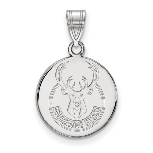 Milwaukee Bucks Medium Disc Pendant in Sterling Silver 2.29 gr