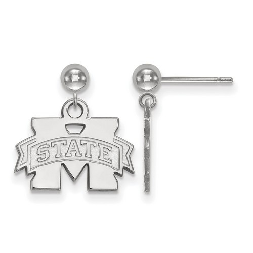 Mississippi State University Bulldogs Sterling Silver Dangle Ball Earrings