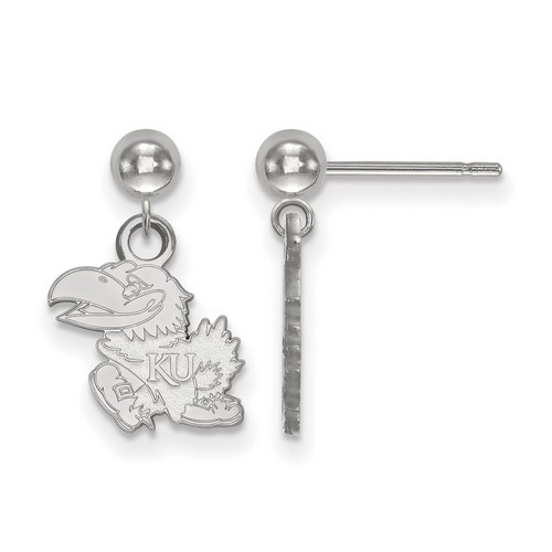 University of Kansas Jayhawks Dangle Ball Earrings in Sterling Silver 1.26 gr