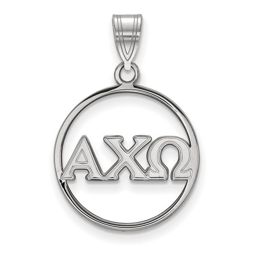 Alpha Chi Omega Sorority Small Circle Pendant in Sterling Silver 1.50 gr