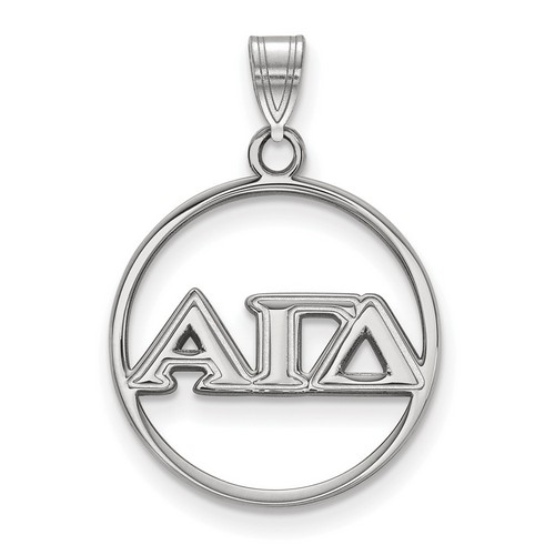 Alpha Gamma Delta Sorority Small Circle Pendant in Sterling Silver 1.50 gr