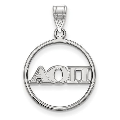 Alpha Omicron Pi Sorority Small Circle Pendant in Sterling Silver 1.50 gr