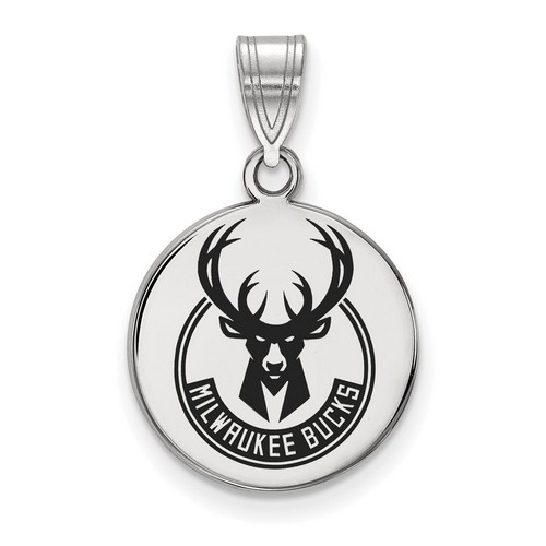 Milwaukee Bucks Medium Disc Pendant in Sterling Silver 2.27 gr