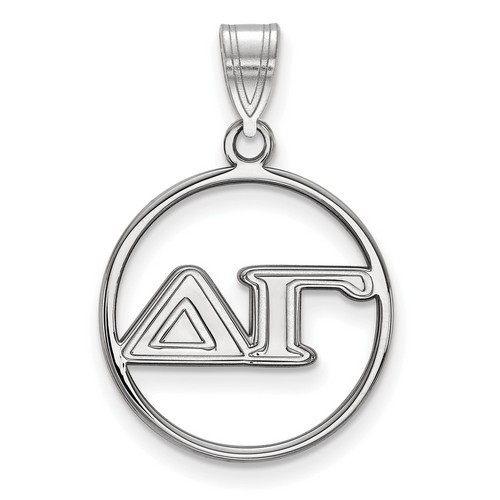 Delta Gamma Sorority Small Circle Pendant in Sterling Silver 1.50 gr