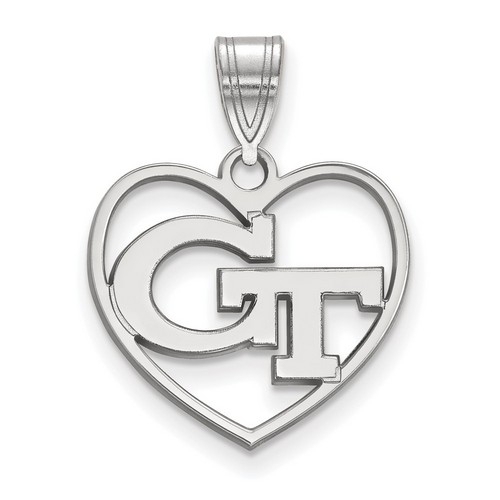 Georgia Tech Yellow Jackets Sterling Silver Heart Pendant 1.41 gr