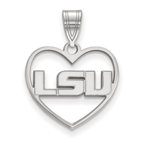 Louisiana State University LSU Tigers Sterling Silver Heart Pendant 1.38 gr