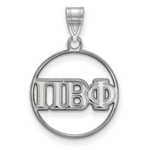Pi Beta Phi Sorority Small Circle Pendant in Sterling Silver 1.50 gr