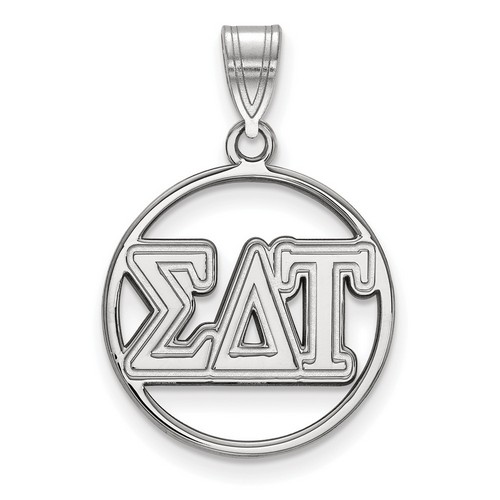 Sigma Delta Tau Sorority Small Circle Pendant in Sterling Silver 1.50 gr