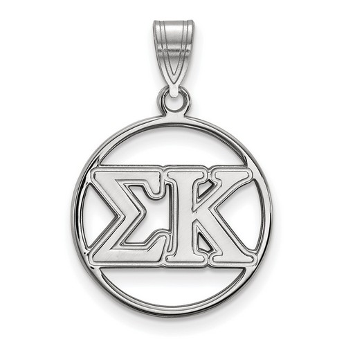 Sigma Kappa Sorority Small Circle Pendant in Sterling Silver 1.50 gr