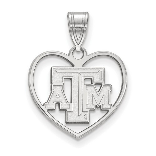 Texas A&M University Aggies Sterling Silver Heart Pendant 1.58 gr