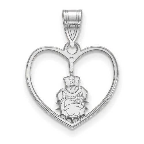 The Citadel Bulldogs Sterling Silver Heart Pendant 1.13 gr