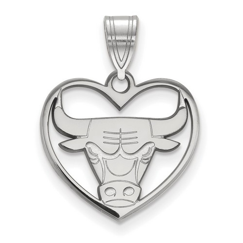 Chicago Bulls Sterling Silver Heart Pendant 1.66 gr