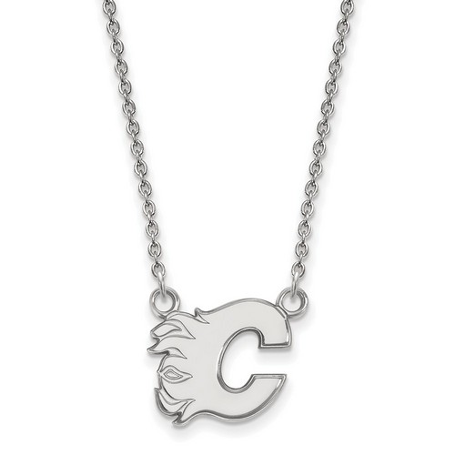 Calgary Flames Small Pendant Necklace in Sterling Silver 3.36 gr