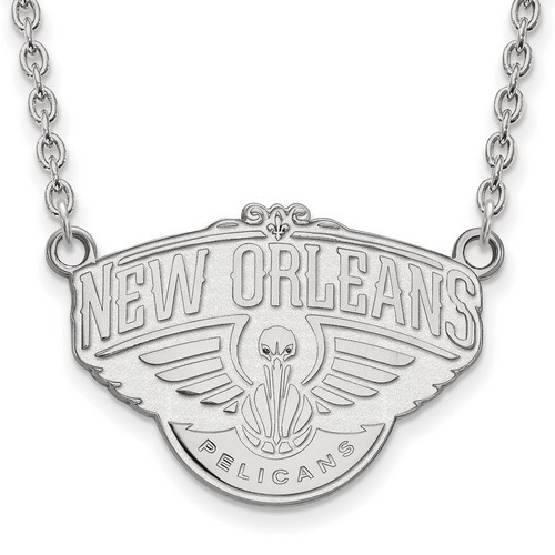New Orleans Pelicans Large Pendant Necklace in Sterling Silver 6.93 gr