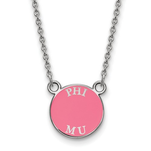 Phi Mu Sorority XS Pendant Necklace in Sterling Silver 3.07 gr